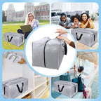 12 Pack Large Strong Moving Bags with Zippers & Carrying Handles - Water-Resistant - Heavy Duty Storage Tote for Space Saving Moving Storage, Fold Flat, Alternative to Moving Box (Silver)