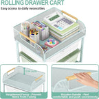 Rolling Utility Storage Cart with 4 Drawers - 4 Tiers Rolling Cart Craft Cart, Storage Drawer Cart Organizer for Craft Room Office Bedroom Classroom with Mesh Top & 4 PCS DIY Lable, Green