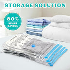 10 Pack Jumbo Space Saver Vacuum Storage Bags Seal Bags for Clothing Travel Compression Bags for Comforters Blankets Bedding Pillows Luggage Hand Pump Included