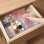 Expandable Acrylic Drawer Organizer, Clear Desk Drawer Organizers Tray with 8 Adjustable Compartments Multifunctional Desk Accessories for Vanity, Office, Kitchen, Bathroom
