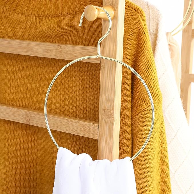 Round Clothes Hangers Metal Scarf Organizer Circular Holder for Closet Storage Home Laundry Accessories 10.03X7 Inch
