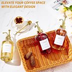 Coffee Syrup Dispenser for Bar, Glass Syrup Bottle with Pump, Coffee Pump Dispenser Bottle with Tray, Spoon for Station,16.9 oz, 500 ml
