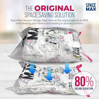 Medium 6 Pack | SPACE MAX Premium Space Saver Vacuum Storage Bags - Save 80% More Storage Space - Reusable, Double Zip Seal & Leak Valve, Includes Travel Hand Pump