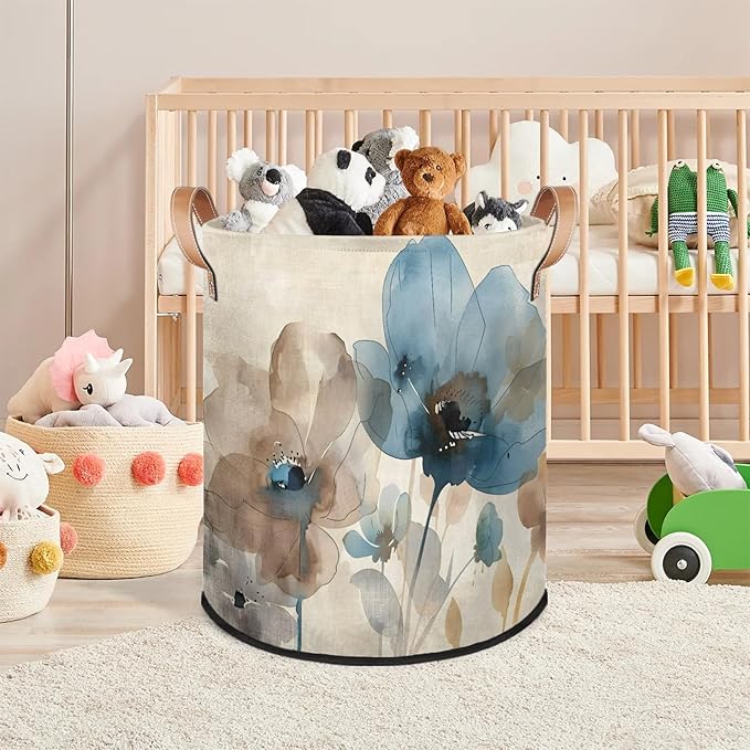 TropicalLife Collapsible Laundry Basket Large Laundry Hamper Waterproof Storage Bins with Leather Handles Clothes Nursery Hampers (Multicolored 5)