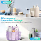 EUDELE Mesh Shower Caddy Portable for College Dorm Room Essentials,Portable Shower Caddy Dorm with 8-Pocket Large Capacity, Shower Bag for Beach, Swimming, Gym, Travel essentials, Purple