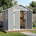 Larbanke 8x6FT Outdoor Storage Shed with Floor, Resin Tool Shed with Lockable Door and Air Ventilation, Waterproof Garden Storage Shed with Sloped Roof for Patio, Lawn, and Backyard, Gray