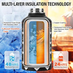 National Parks Water Bottle – 64 oz Insulated Stainless Steel Bottle with 63 Hand-Drawn Park Stickers, Carrier Bag, Strap & Gift Box – BPA-Free – Ideal for Hiking, Camping & Travel