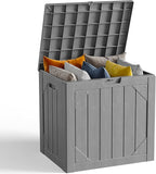 30 Gallon Outdoor Storage Box, Waterproof Resin Deck Box Organizer for Patio Cushion Storage, Lockable Outside Container for Garden Tools