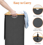 Lifewit 100L Laundry Basket with Lid, Clothes Hampers for Laundry with Bamboo Handles and 1 Removable Bag, Large Foldable Laundry Hamper for Bedroom, Bathroom, Dorm, Laundry Room, Dark Gray