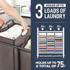 STO STO Laundry Sorter 3 Section, 3 Bag Clothes Hamper, Rolling Laundry Cart Basket with Heavy Duty Lockable Wheels and Removable Bag for Laundry Room, Bedroom, Closet, Brown