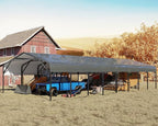 20x52 FT Ultra-Long Industrial Carport Kit, All-Weather Steel Garage for Class A RVs,Farm Equipment, 120lbs/Sq.Ft Snow Wind Resistant Carports Modular Canopy with Anti-Snow Roof Auger Anchoring System