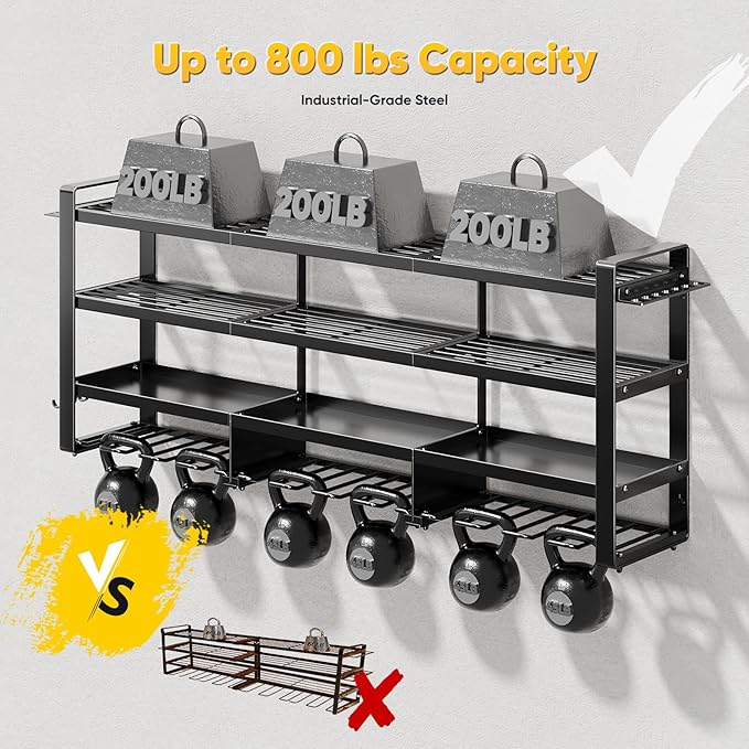49" W Large Power Tool Organizer Wall Mount, 4 Layer Heavy Duty Loads 800 lbs, Tool Storage Rack Holds 12 Cordless Drills, Large Capacity Battery Holder for Garage, Gift for Men