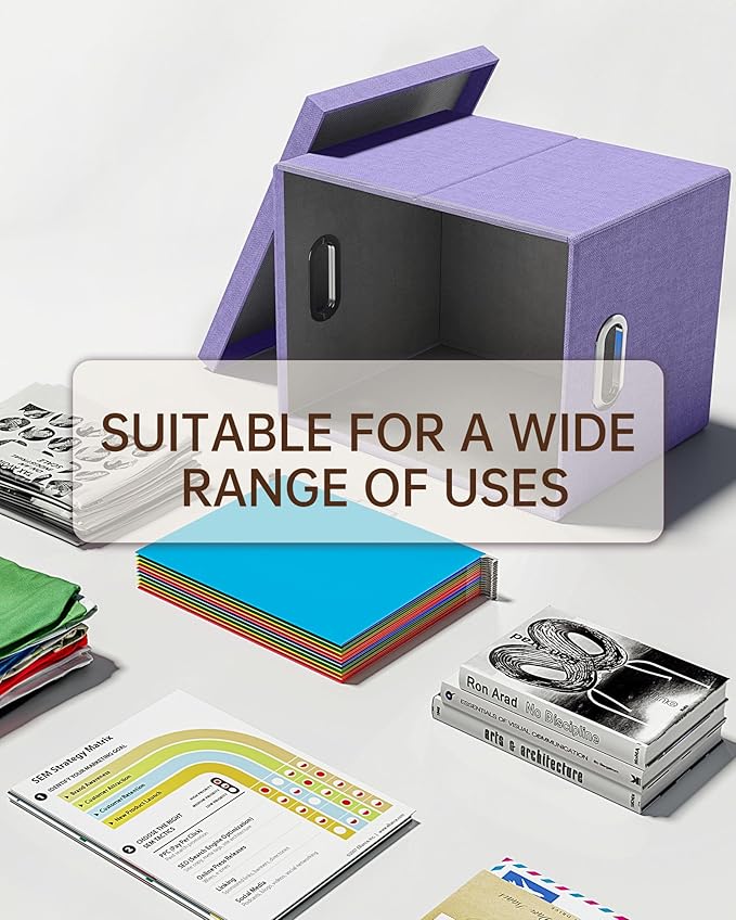 2 Pack File Storage Organizer, Filing Box, Portable File Box with Lid, Fit for Letter/Legal File Folder Storage, Document Organizer, Lavender