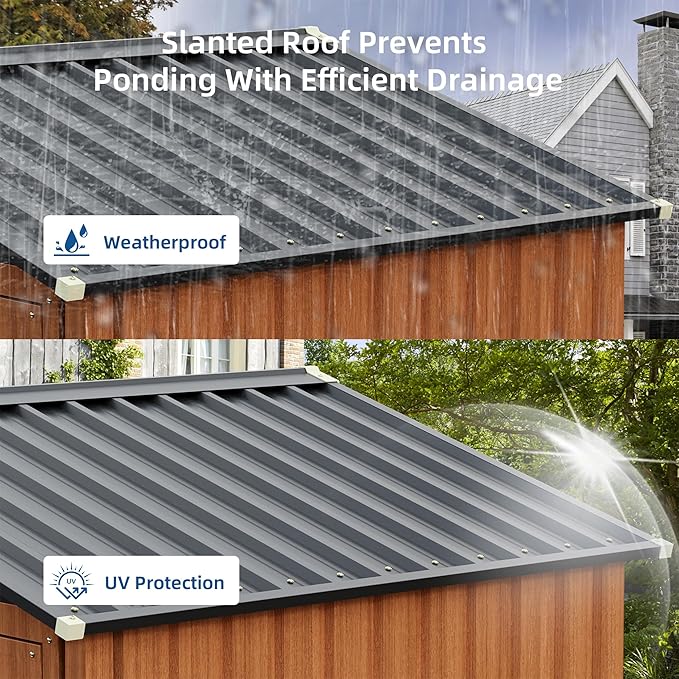 6x4 FT Outdoor Storage Shed, Garden Metal Shed with Floor Base & Window, Small Compact Tool Shed for Backyard, Patio & Lawn (6x4 FT & Base)