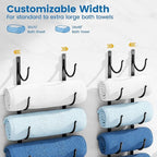 Bathroom Rolled Towel Rack: 6-Tier Wall Mounted Towel Storage Holder, Hanging Organizer for Towels, Blankets, Large Bath Sheets, Space Saving in RV, Closet, Toilet, Cabinet, Black