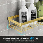 Moforoco Shower Caddy Shelf Organizer Rack, Self Adhesive Black Bathroom Shelves Basket, Home Farmhouse Wall Inside Organization and Storage Decor Rv Accessories, First Camper Apartment Essentials