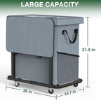 50 Gal(190L) High Grade Large Laundry Basket with Wheels, Rolling Laundry Hamper, Laundry Cart with Metal Frame and Removable Bag Design, Suitable for Laundry Room, Bedroom (Grey, 2 Section 190L)