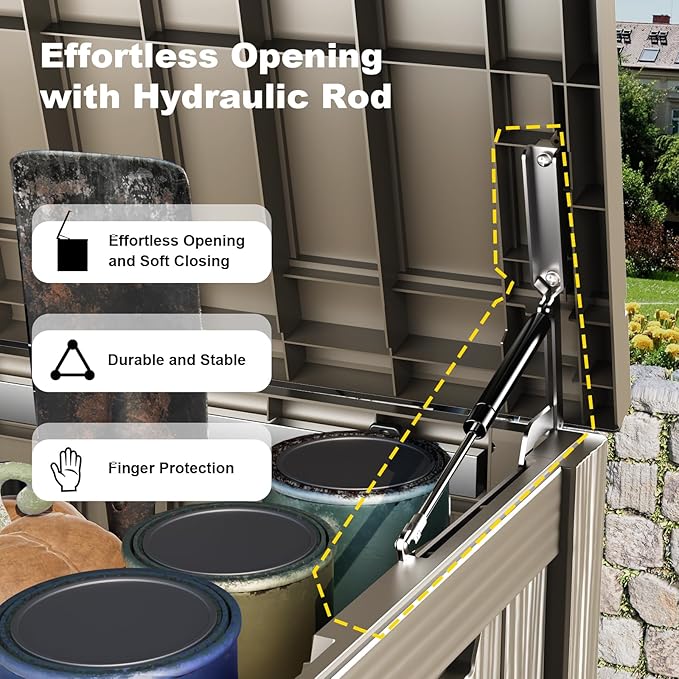 ROJIK 150 Gallon Outdoor Storage Box Waterproof,Weatherproof Deck Boxes Outdoor Lockable,Resin Outside Storage Box for Garden Tools,Cushions,Pool Accessories(Grey,150 Gal)