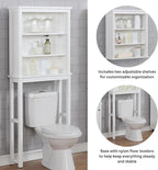 Alaterre Furniture Dorset Over-the-Toilet Storage Cabinet Set – Space-Saving Open Wall Cabinet with Adjustable Shelves, Zinc Metal Hinges, and Nylon Floor Levelers (White)