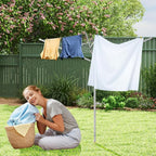 Outdoor Umbrella Drying Rack, 4-Aluminum Arms Folding Rotary Dryer with 12 Lines 165 ft Drying Space Adjustable Height Clothesline w/Waterproof Cover & Ground Spike for Garden Backyard(Grey)