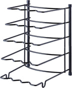 SunnyPoint Metal Heavy Duty Kitchen Countertop Cabinet Pantry Pan, Pot Lid, and Pot Organizer Rack Holder, 9.25 x 10.4 x 13.25 Inch, Black