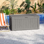 Patiowell 120 Gallon Large Deck Box, Outdoor Lockable Storage Box for Gardening Tools, Waterproof Deck Box for Patio Furniture, Light Brown