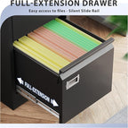 4 Drawer File Cabinet, Filing Cabinets for Home Office, Metal Vertical File Storage Cabinet with Lock, Locking File Cabinet for A4 Legal/Letter, 15" W x 17.7" D x 50.1" H, Assembly Required