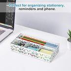 EasyPAG Desk Drawer Organizer with 4 Compartments, Carved Hollow Floral Metal Tray for Office, Jewelry, Cosmetics - No Assembly, White