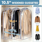 BALEINE 40'' Clear Garment Bags, 10.5'' Wide PEVA Suit Bag for Closet Clothes Dresses Suit Coats Storage (Clear, 9PK)