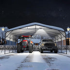 20x20FT Heavy Duty Metal Carport w/Led Light,Outdoor Portable Car Garage,Reinforced Base & Galvanized Steel Roof, Outdoor Car Port Canopy Shelter for Boats, Full-Sized Pickup Trucks