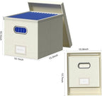 File Organizer Box - File Boxes for Hanging Files with Lid Set of 2 Decorative Hanging Folders Organizer with One-Piece Plastic Frame Slides (Beige White, 13.2 * 10.1 * 10.1in(2Pack))