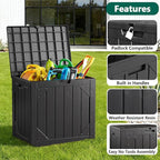 30 Gallon Outdoor Storage Box, Waterproof Resin Deck Box Organizer for Patio Cushion Storage, Lockable Outside Container for Garden Tools