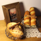 CVHOMEDECO. Chicken Wire Egg Baskets Rust Gathering Baskets with Wooden Handle Country Vintage Style Storage Baskets. Set of 2 (Round)