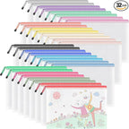 Umriox 32PCS Mesh Zipper Pouch, Zipper Bags for Organizing, A4, Letter Size, Storage Bags for Board Game, Puzzles, School Office Supplies
