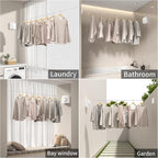 JOOM Retractable Clothesline Heavy Duty Clothes Drying Laundry Line Wall Mounted Easy Hanging Clothes Drying Laundry Line Retracting Hanging Lock to Prevent Sagging (Square,White)