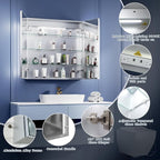 ExBrite LED Lighted Bathroom Medicine Cabinet with Mirror, 30 x 30 Inch, Recessed or Surface Mount, Anti-Fog, Stepless Dimming, Color Temperature Change, Built-in 6000K Sensor Light, Storage Shelves