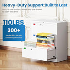 3 Drawer File Cabinet, Lateral Filing Cabinets for Home Office, Office Storage Drawers with Lock, Hanging Files Legal/Letter A4 Size (Assemble Required,White)