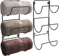Sorbus Towel Holder for Bathroom Wall - 6 Level Wall Mounted Towel Rack Shelves for Rolled Bath Towels, Washcloths, Linens - Black Hanging Towel Racks for Bathroom, Spa, Salon, Towel Storage Organizer