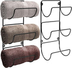Sorbus Towel Holder for Bathroom Wall - 6 Level Wall Mounted Towel Rack Shelves for Rolled Bath Towels, Washcloths, Linens - Black Hanging Towel Racks for Bathroom, Spa, Salon, Towel Storage Organizer