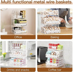Egg Holder Countertop with 5 Dividers & Labels, 2 Tier Stackable Chicken Egg Baskets for Gathering Fresh Eggs, Egg Organizer for Countertop/Wall-Mounted, White