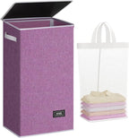 SOLEDI Laundry Hamper with Lid 100L Large & Tall Collapsible Laundry Basket, Clothes Hamper with Bag Removable Easy to Carry, Dirty Hampers for Bedroom, Bathroom, Dorm, College, Purple