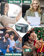 Buddew Electric Lunch Box for Adults, 80W Heated Lunch Box with Dual 1.5L Stainless Steel Portable Food Warmer,12/24/110V Lonchera Electrica Portatil for Travel&Work, Loncheras para Hombres de Trabajo