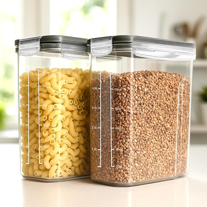 Utopia Kitchen Cereal Containers Storage Set – 3 Pack 4L(135.2 oz) Airtight Food Storage Containers with Lids, BPA-Free Cereal Dispensers for Pantry Organization and Storage (Clear)