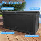 EasyUp 320 Gallon Outdoor Storage Box Waterproof, UV Resistant Resin Deck Box with Hydraulic Rod, Reinforced Stability for Patio, Garden, Rattan Black