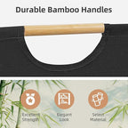 STORAGE MANIAC 3-Pack Large Laundry Hamper, 80L (21.1 Gal) Collapsible Laundry Basket with Bamboo Handles, Freestanding Waterproof Clothes Hamper for Laundry Room, Bedroom, Dorm, Towels, Toys, Black