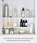 YAMAZAKI Home Tower Medicine Cabinet Vanity Storage Racks – Set of 2, Bathroom Mirror Organizer Risers - Steel -