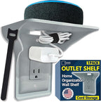 BeraTek Power Perch Wall Outlet Shelf | Declutter & Reclaim Counter Space | Bedroom & Bathroom Organizing Shelves | Alexa Echo Dot Holder, Router Shelf, Holds Electric Toothbrush | Gray, 1-Pack