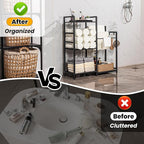 Aquzee Standing Towel Racks for Bathroom, 3-Tier Hand Towel Holder Organizers, Towel Drying Rack Stand, U-Shaped Removable Dividers Towel Storage for Rolled Folded Drying Towels, Black