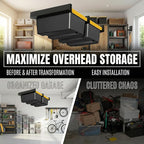 Overhead Garage Storage Rack,Garage Ceiling Storage 3 Rails Set, Overhead Storage Rack to Hold 2 Plastic Totes, Metal Ceiling Racks for Garage Storage to Free Up Floor Space, Garage Organizer System