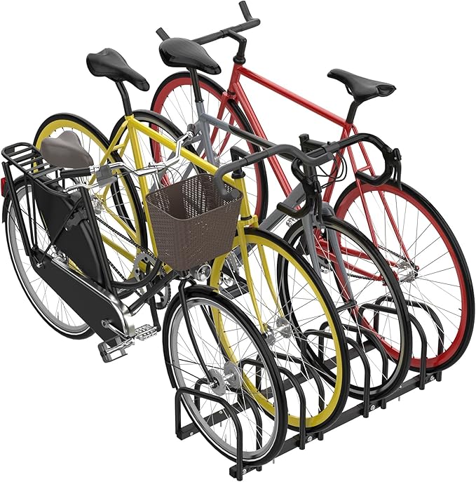 WALMANN 4 Bikes Floor Bike Stand, Bike Parking Rack Garage Bike Storage Stand Indoor/Outdoor 22-28" Wheel Stand, Max. Tire Width 2.1"